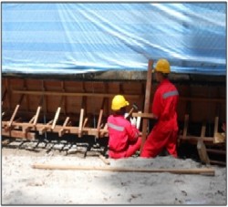 Grouting works on beam
